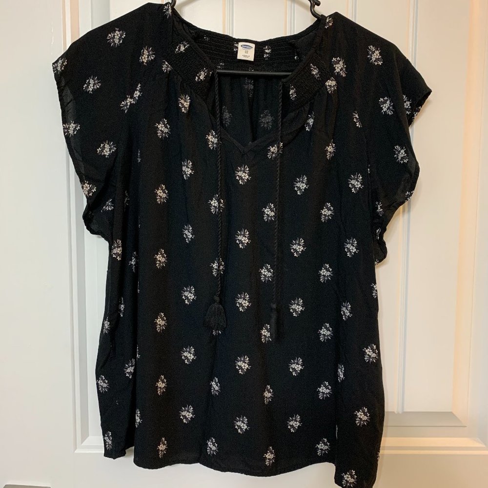 Floral Boho Black Blouse